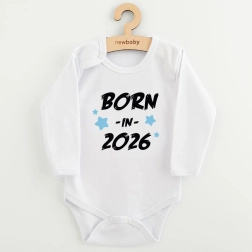 Babybody med print NEW BABY Born in 2026, blå, str. 68 (4–6 måneder)