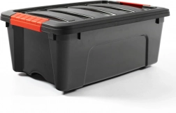 Plastisk opbevaringsboks 12 l med låg DOLONI, sort