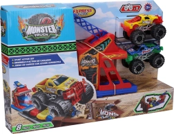 Auta Monster truck Stuntbane med 2 metalbiler