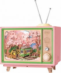 ROKR 3D træ-musicboks retro TV – tur gennem kirsebærblomsterskoven DIY