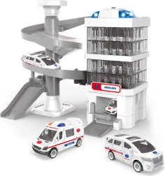 Lege sæt Ambulance med hospitalbygning, lys- og lydeffekter