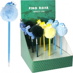 Kuglepen med dinosaur og blød pompon