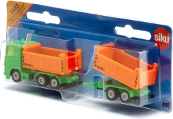Siku orange lastbil med tippe-lad og trailer