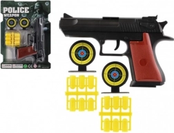 Plastikprop-pistol med patroner og skiver 17 cm