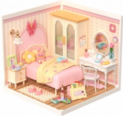 Rolife DIY dukkehus – soveværelse med LED-belysning, 105 dele