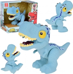 Blå velociraptor-dinosaurfigur med bevægelige lemmer