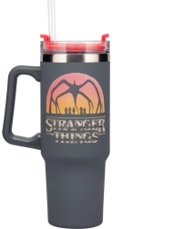 Termokrus/tumbler Stranger Things 1200 ml med sugerør og hank