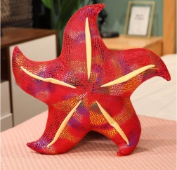 Plys rød søstjerne – pude 20 cm