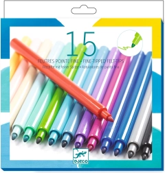 Djeco tuscher med tynd spids, 15 stk.