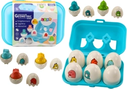 Farverigt sæt med seks geometriske dinosauræg