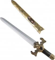 ridderklinge med gyldent hylster og lydeffekter 55 cm