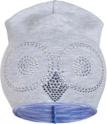 forårs bomuldshue New Baby ugle grå‑lilla