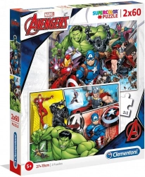 Puslespil 2x60 brikker Super Kolor - Avengers