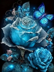 Diamantmaleri Blå rose 30x40 cm