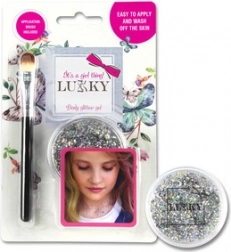 Lukky glitrende kropsgel med børste sølv