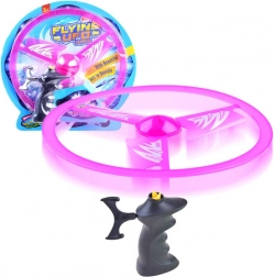 Flyvende disc med affyrer og lyseffekt – Rosa