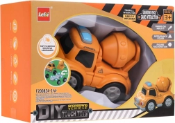 Interaktiv legetøjslastbil med cementblander og magneter