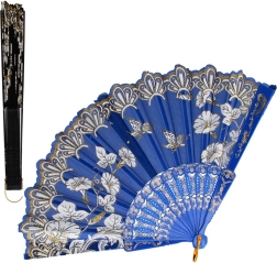 Farverig foldbar vifte med blomstermønster 23 cm