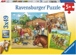 Ravensburger puslespil En dag hos hestene 3×49 brikker