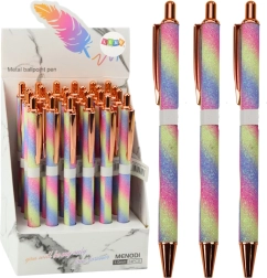 Automatisk metallisk glitrende pen blå blækpatron 1,0 mm