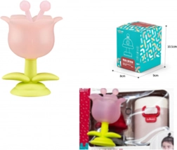 Sensorisk bidering formet som blomst, lyserød, med etui