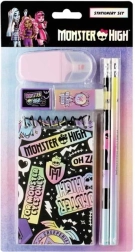 Skolesæt Monster High med blok og skriveartikler