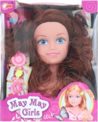 Friserhoved brunette til børnefrisurer med tilbehør