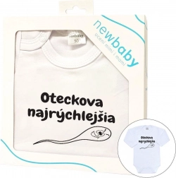 Babybody med print New Baby Far’s hurtigste – gaveæske, str. 68 (4–6 måneder)