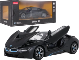 BMW i8 metalmodel i størrelsesforholdet 1:24, sort RASTAR