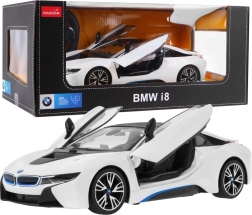 Fjernstyret BMW i8 model 1:14 hvid fra RASTAR, 2,4 GHz