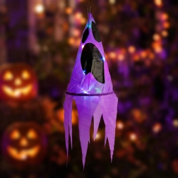 Halloween-lysdekoration som hængende spøgelse, lilla, med 10 farvede LED'er