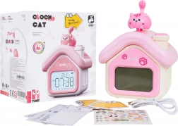 børnevækkeur kattehus med natlys og display