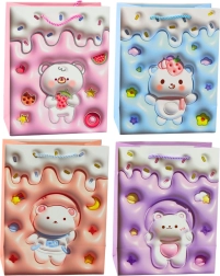 Papir gavepose med bjørn, pastelfarver 23 × 18 × 10,5 cm