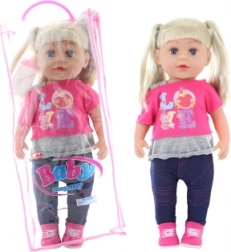 Blond dukke 45 cm med sutteflaske