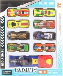 Sæt med metalbiler med affyringsbase