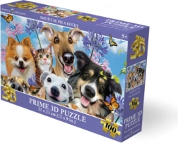 3D puslespil smilede hunde og katte 100 brikker