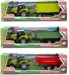 Plasttraktor med trailer, frihjul, lys og lyd