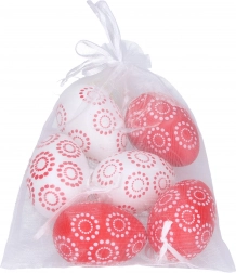 Dekorative plastæg rød-hvid 4x6 cm