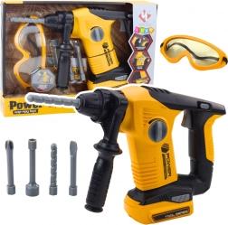 Børne-borehammer med udskiftelige endestykker og beskyttelsesbriller gul