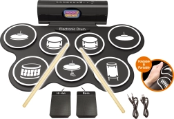 Elektronisk trommesæt med pedaler og lyseffekter