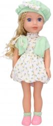 Dukke med lyde 36 cm med håndtaske og hue