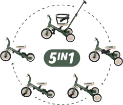 Petite&Mars multifunktionel trehjulet cykel 5i1 Turbo misty green