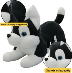 Plysbamse hund Husky sort-hvid 30 cm