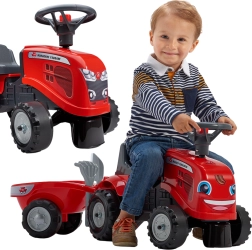 FALK babytraktor BABY MASSEY FERGUSON med trailer og tilbehør, rød