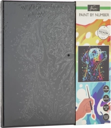 Maling efter tal på sort lærred – hund