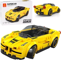 Teknisk byggesæt sportsvogn gul, 143 dele med klistermærker