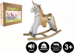 Gyngende plysbjørn-unikorn med lyd og bevægelse, bæreevne 50 kg