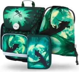 Skolesæt BAAGL Ergo Drak: skoletaske, penalhus, pose