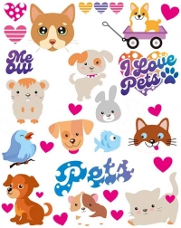 strygepå lapper med dyr – stor ark 20 × 30 cm