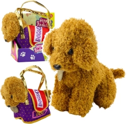 Plys puddel i taske med velcrolukning – kæledyr lysebrun